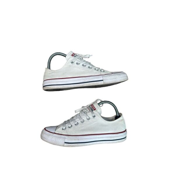 converse low top sneakers white canvas lace up shoes women’s size 7 - Picture 2 of 11